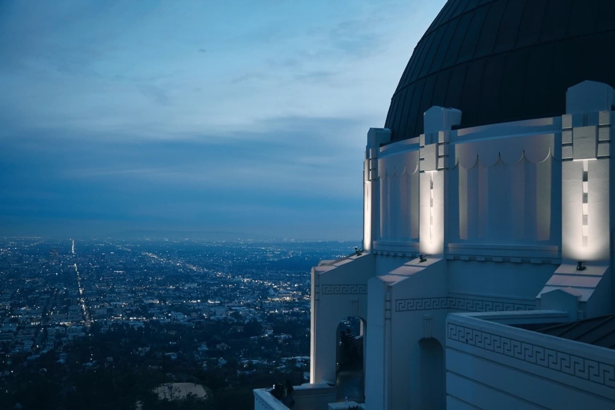 Griffith Observatory above the lights of Los Angeles at dusk